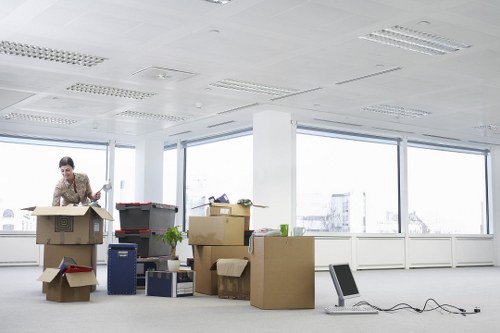 Securely stacked storage boxes in a clean unit