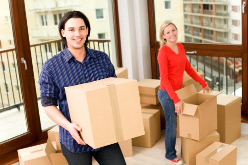Secure Belgravia storage unit with boxes and furniture arranged neatly